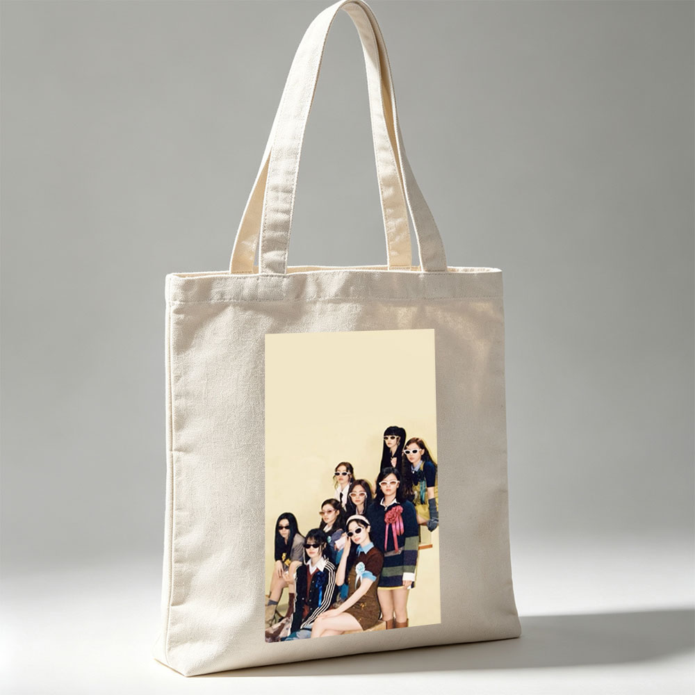 NewJeans Group Photo in Stylish Vintage Outfits with Sunglasses and Floral Accents - Canvas tote bags