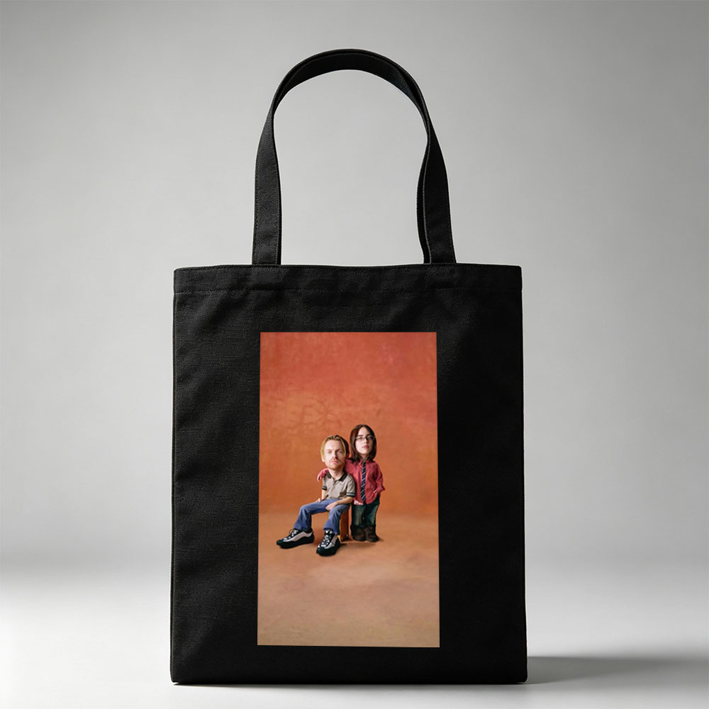 Phil and Lil from Blue's Clues - Life-Size Figures in a Studio Setting with Warm Background - Canvas tote bags