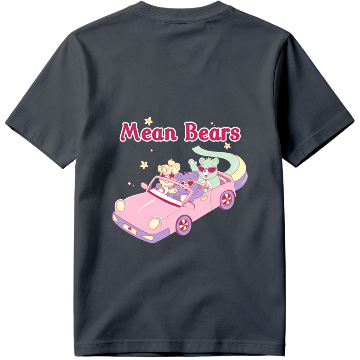 Mean Bears in a Pink Car with Three Cute Characters - Tee