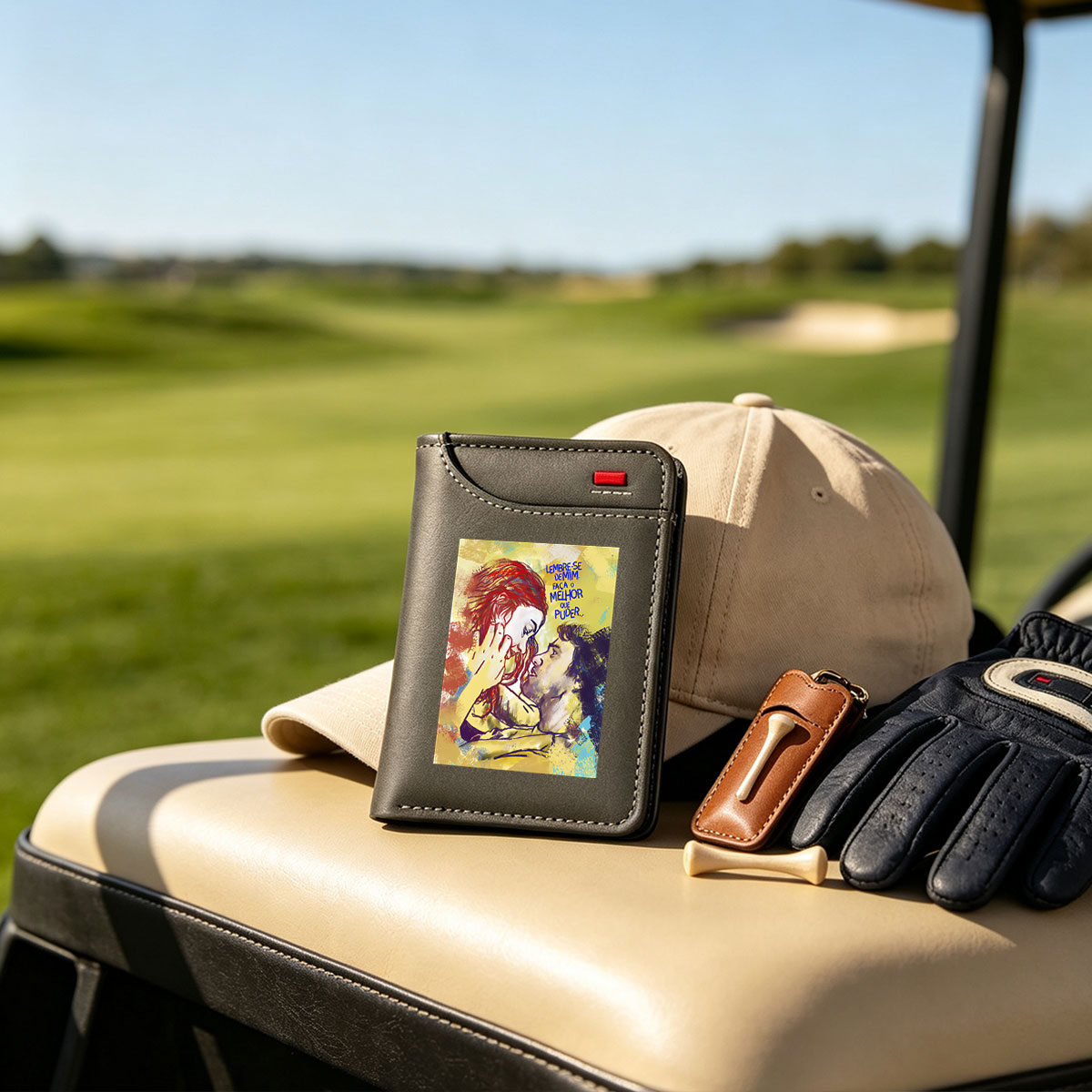Romantic Embrace: Man and Woman in Passionate Moment - Vertical Style Wallet