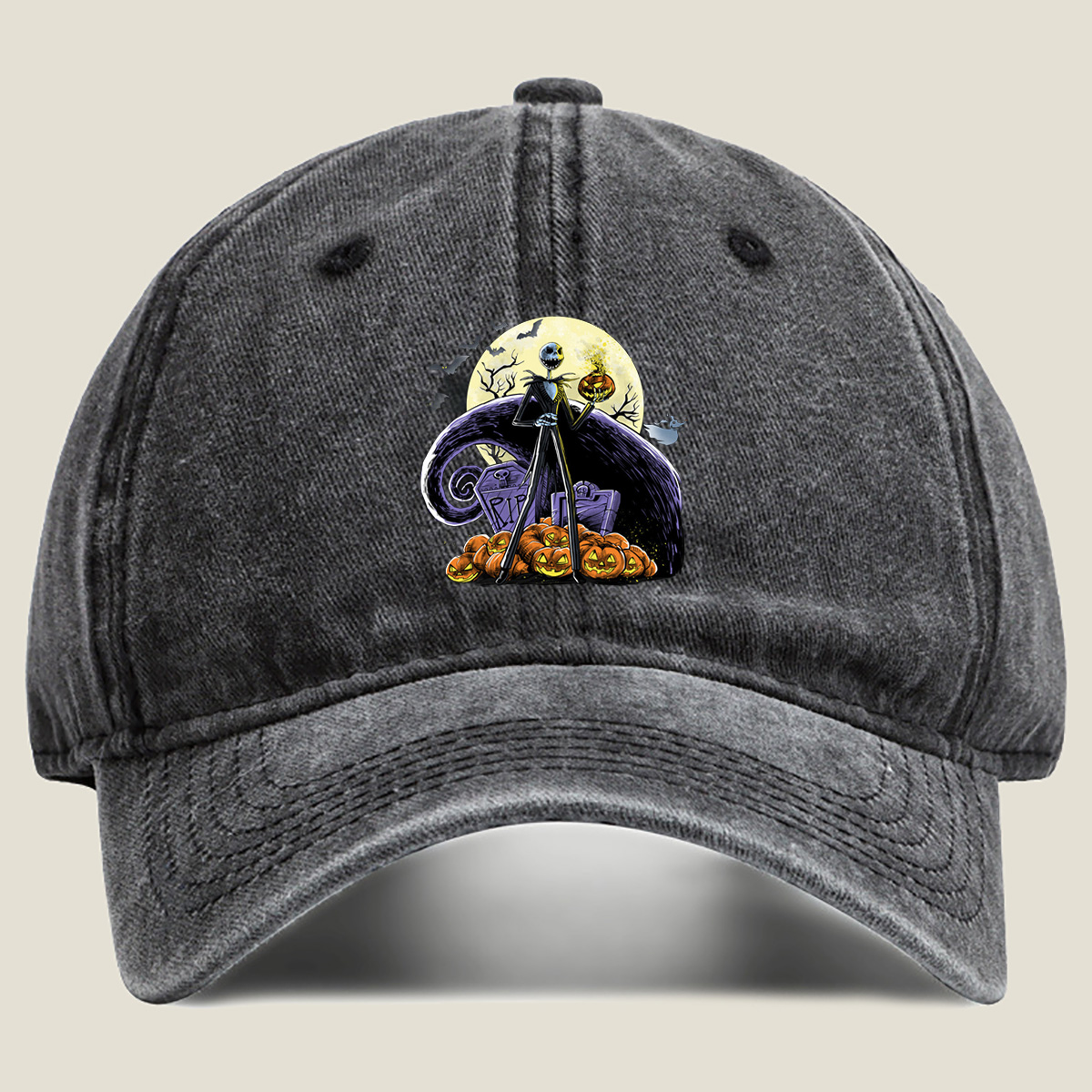 The Nightmare Before Christmas - Jack Skellington and Pumpkin King - Washed Denim - Baseball Cap