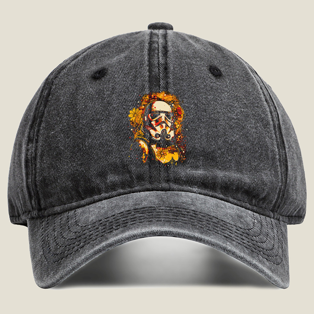 Star Wars Stormtrooper with Floral Design - Washed Denim - Baseball Cap