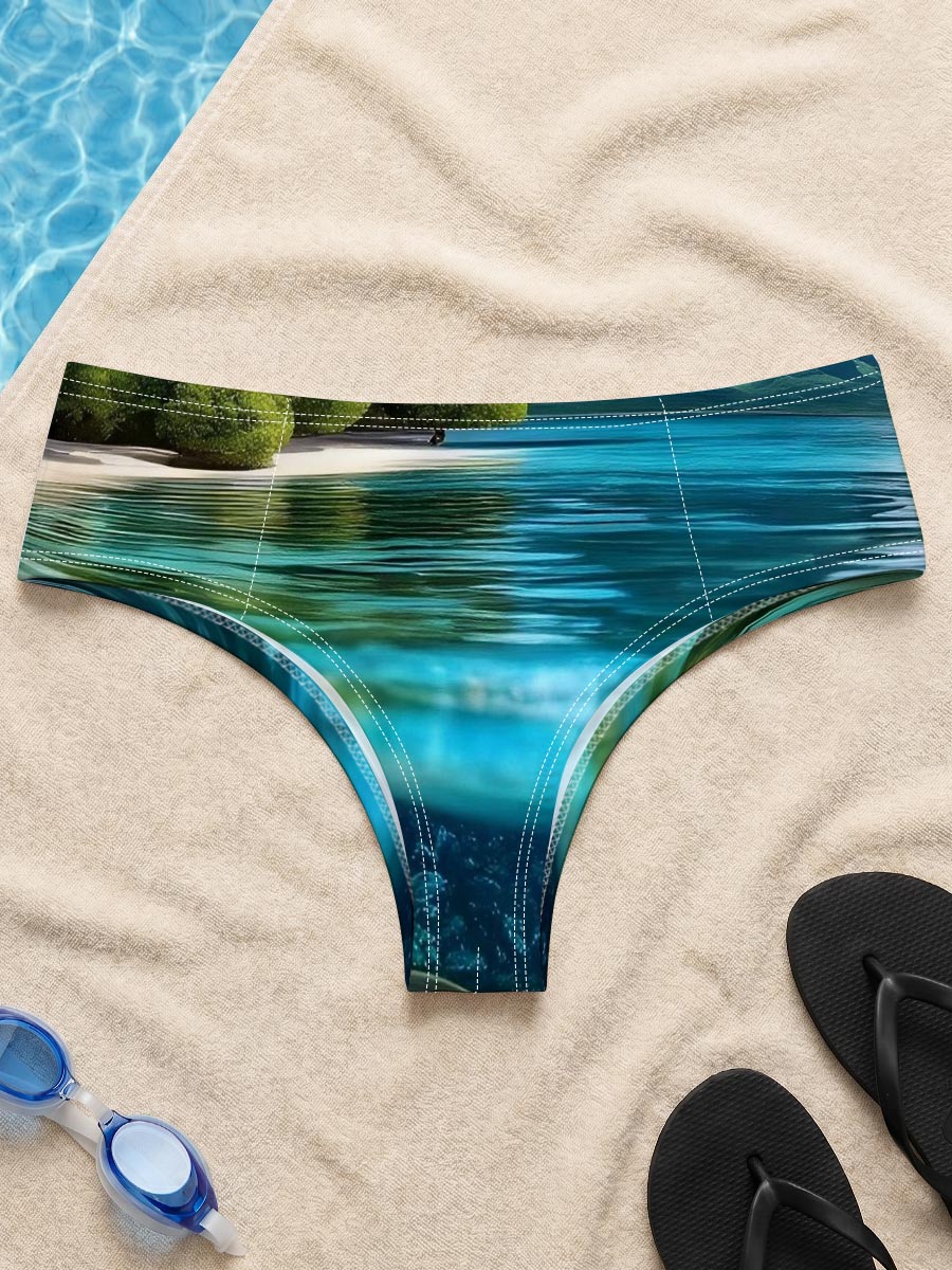 Tropical Paradise with Clear Waters and Coral Reef -  Men's swim trunks