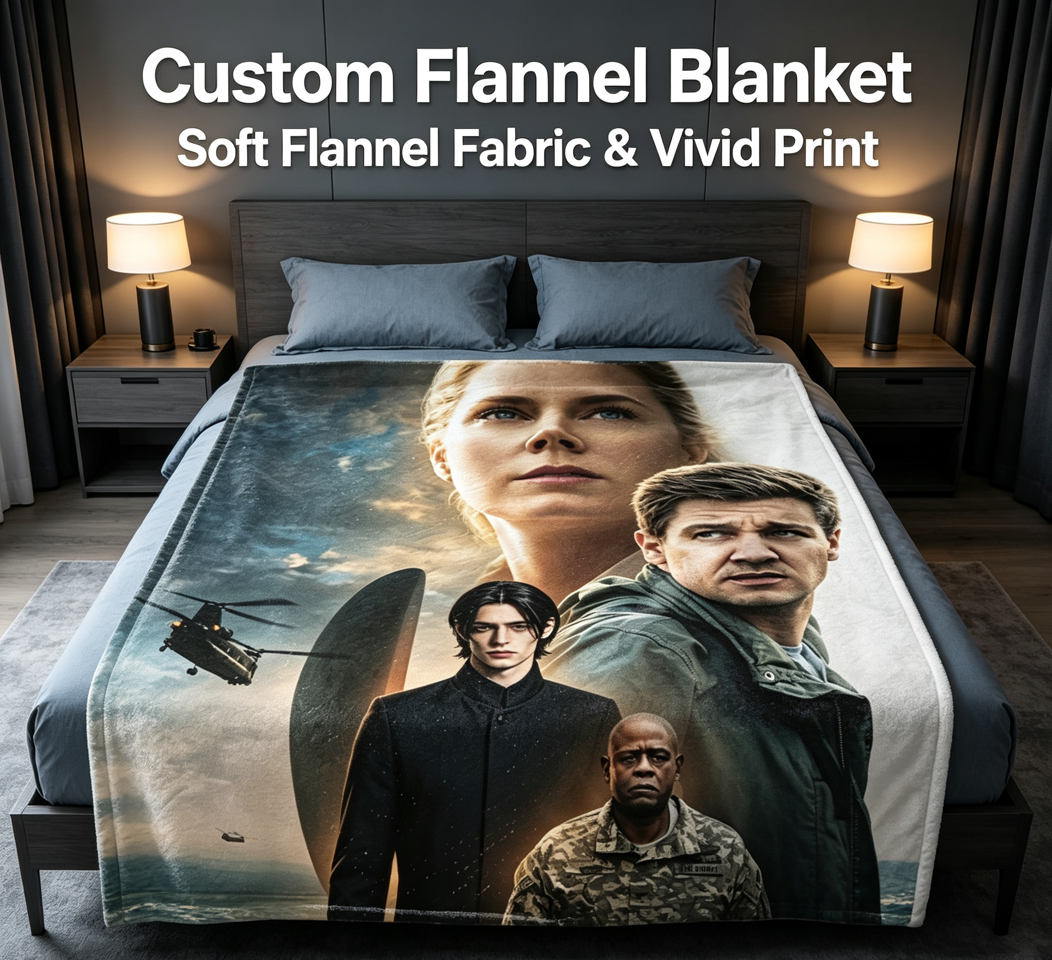 Custom Face Blanket Arrival Movie Character Flannel Blanket Perfect for Movie Fans Cozy Home Use or Unique Gift Idea