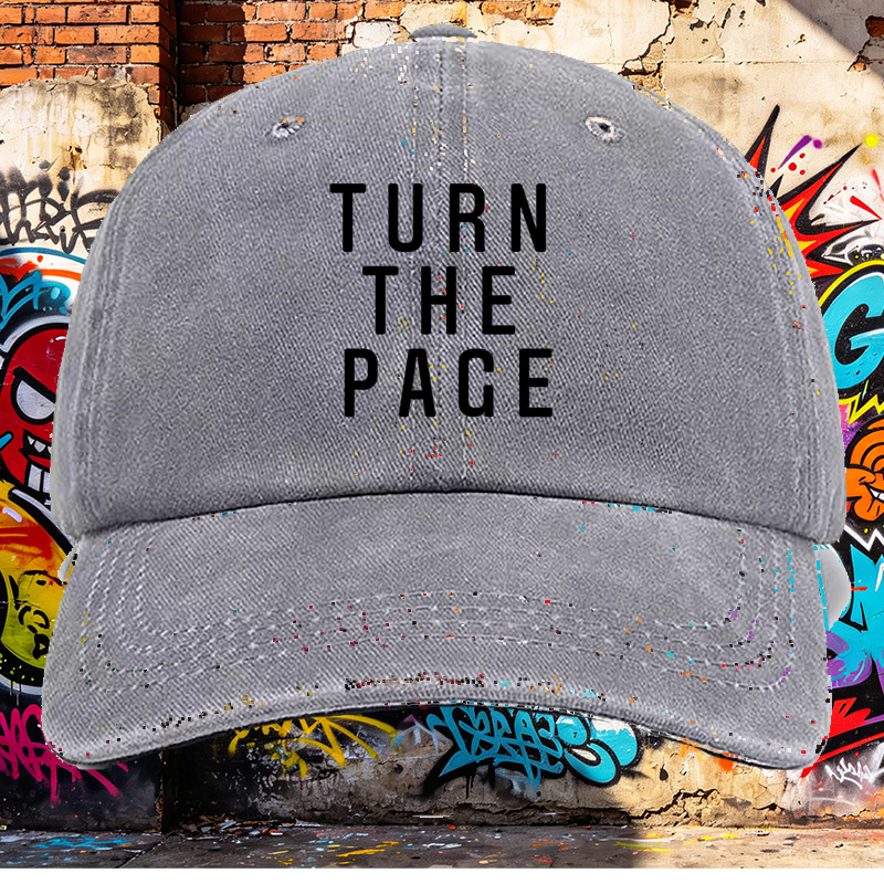 Men's Printed Washed Cotton Hat Turn The Page Design Casual Round Brim Summer Lightweight Cap for Outdoor Activities and Urban Lifestyle Adults