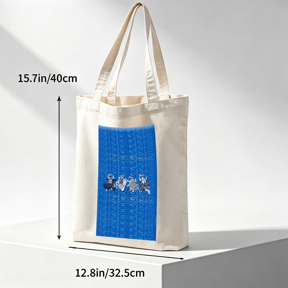 The Ren & Stimpy Show Characters on Blue Patterned Background - Canvas tote bags