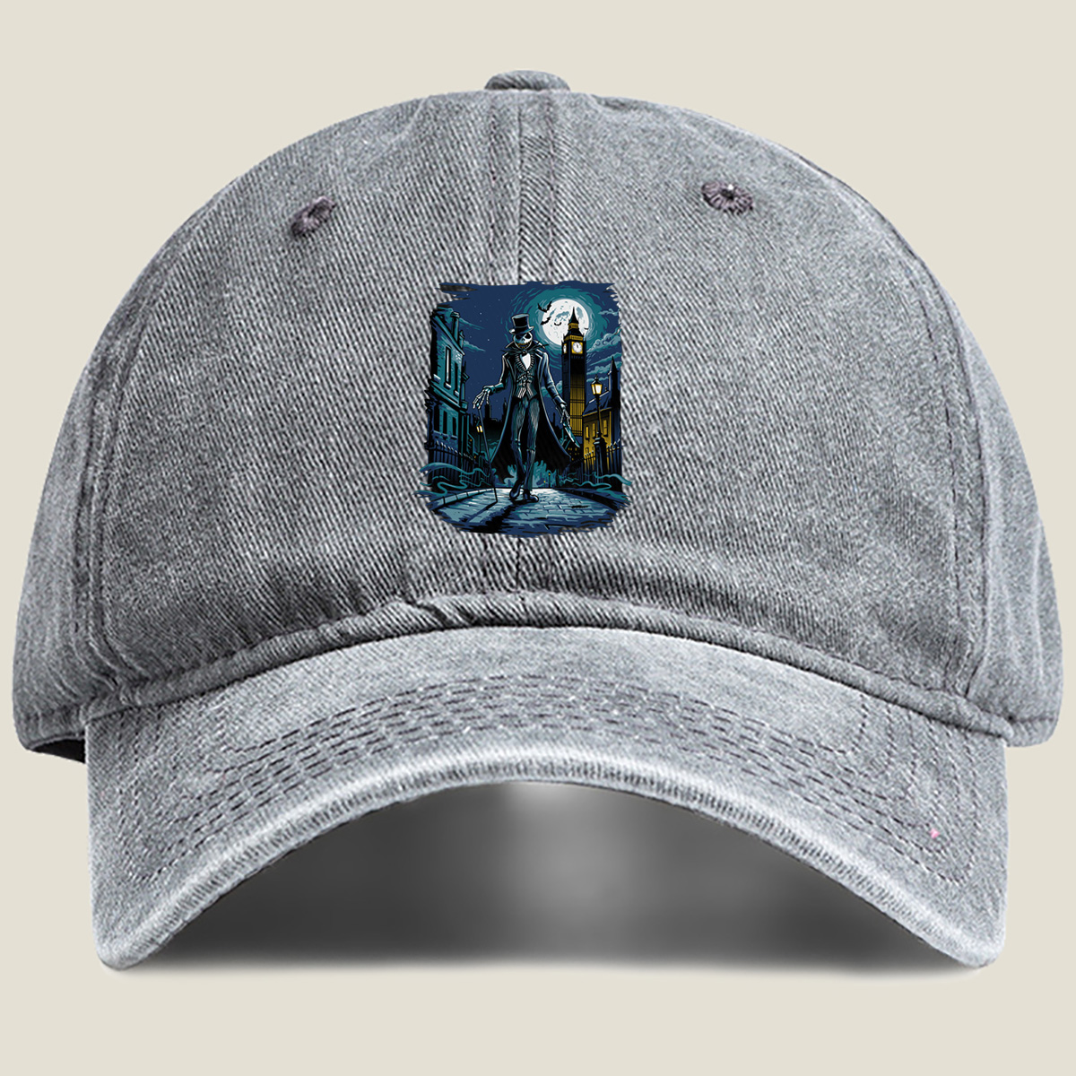 Jack Skellington in London - Washed Denim - Baseball Cap
