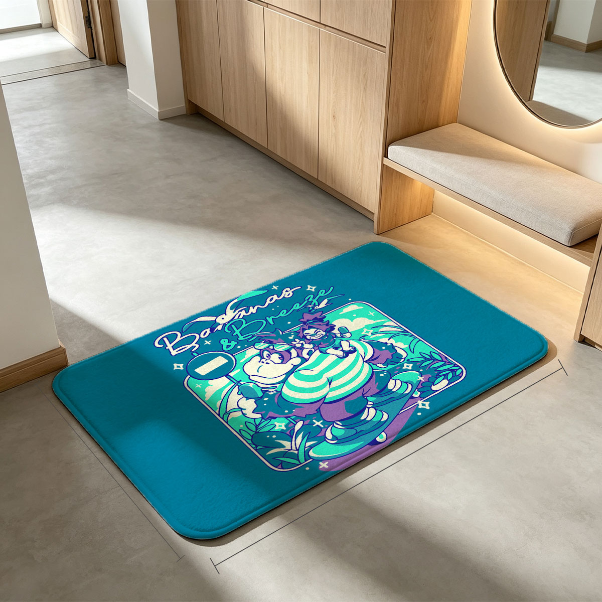 Bananas & Breeze: A Whimsical Adventure with the Giant and the Tiny Hero - Flannel floor mat