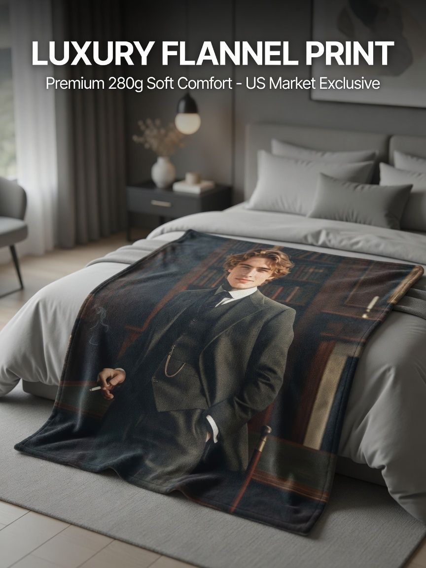 Custom Photo Portrait Flannel Blanket Ultra Soft Anti Pilling Throw Cozy Personalized Keepsake Gift for Bed and Couch