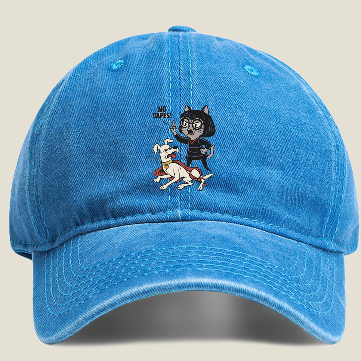 Krypto the Superdog and Streaky the Supercat: No Capes! - Washed Denim - Baseball Cap