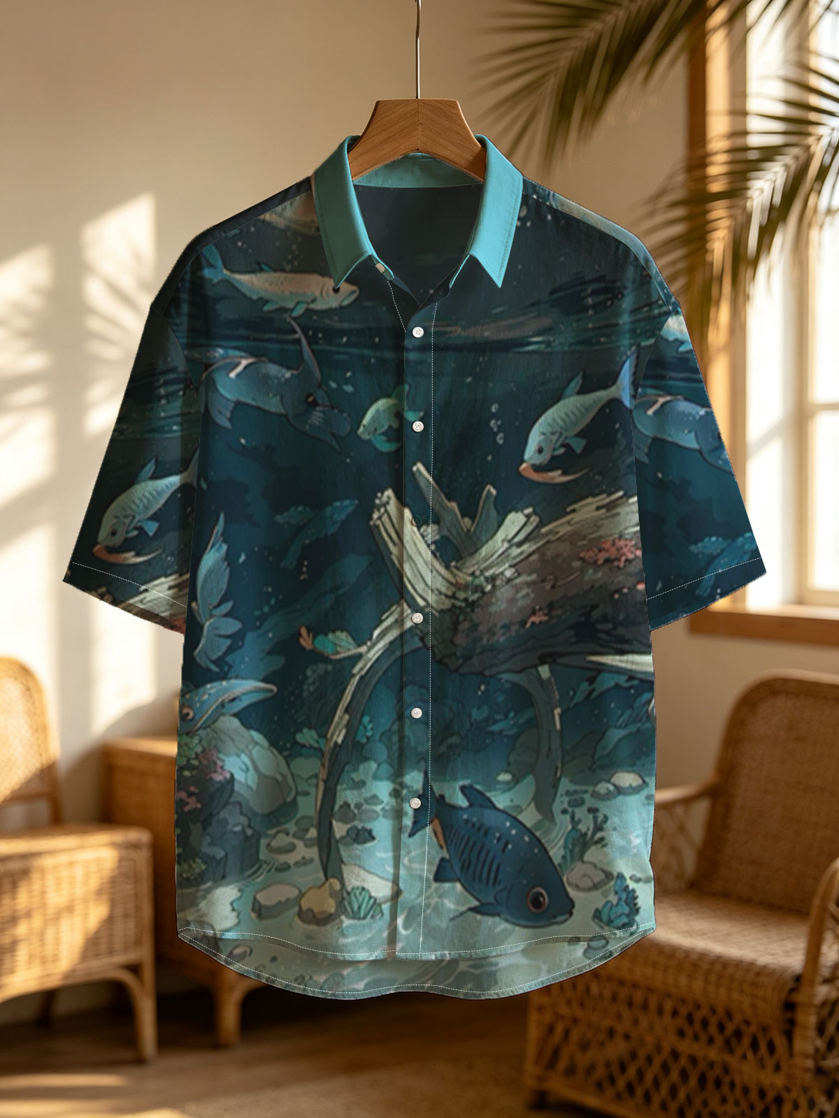 Underwater Scene with Fish and Sunken Log -  Shirt