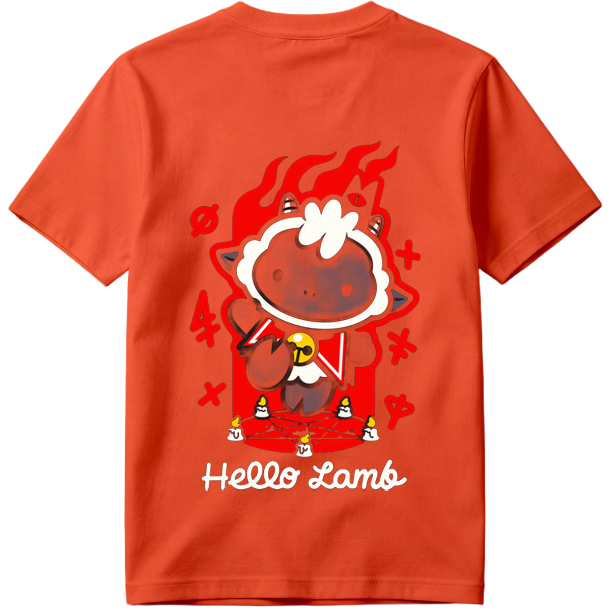 Hello Lamb: Dark Sheep with Flames and Ritual Symbols - Tee