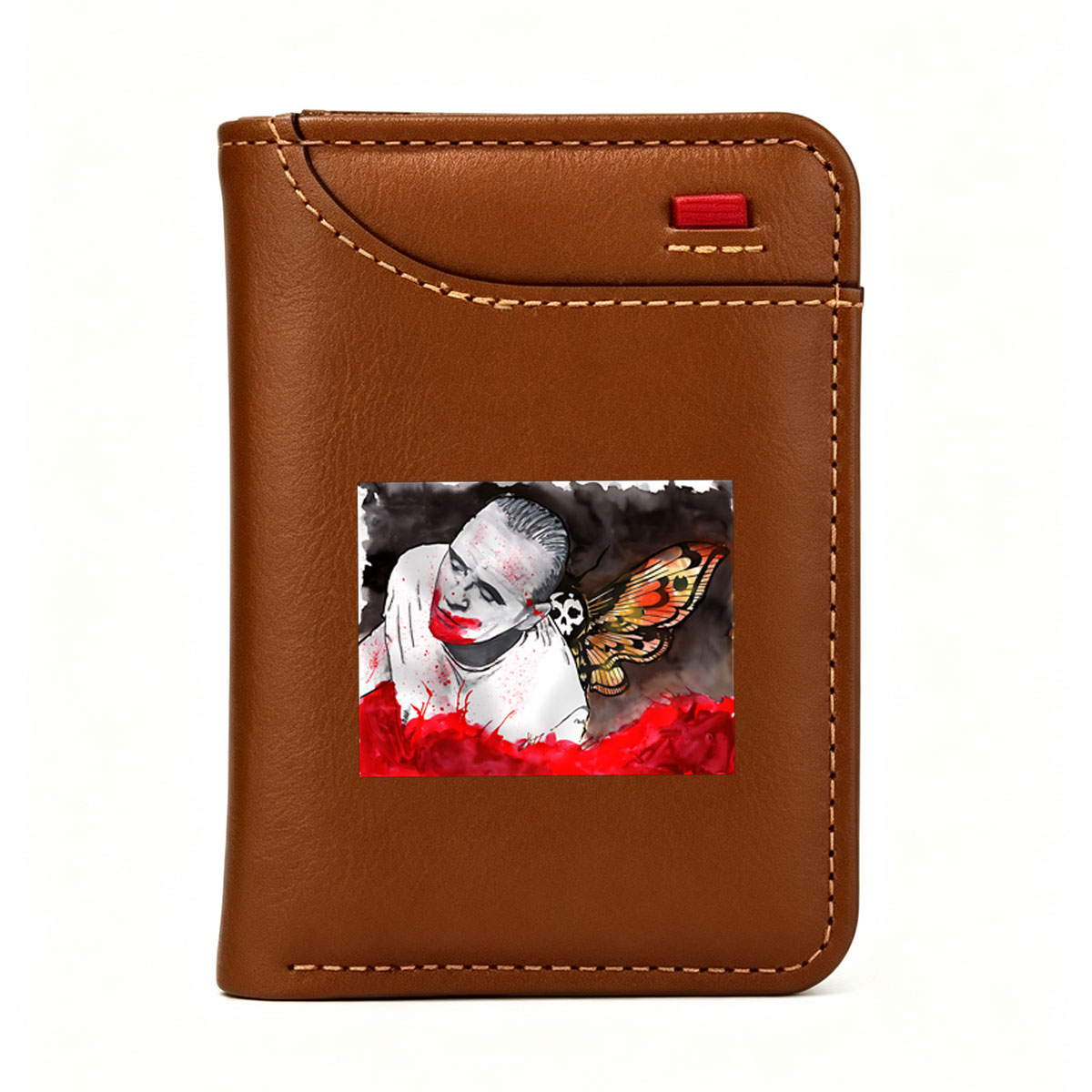 Bleeding Man with Skull Butterfly - Vertical Style Wallet
