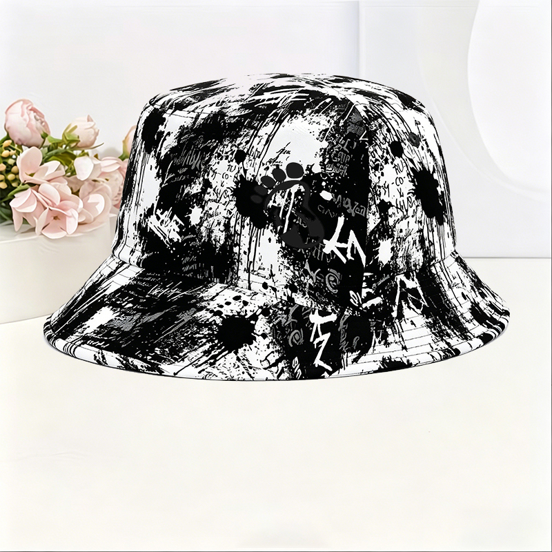 Unisex Classic Graffiti Bucket Hat with Bigfoot Silhouette Print - Perfect for Outdoor Adventures, Hiking, and Casual Wear - Ideal for Nature Lovers and Adventure Seekers