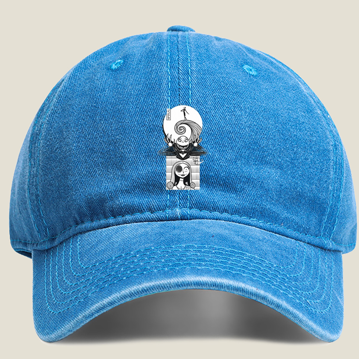 The Nightmare Before Christmas: Jack Skellington and Sally Spiral Art - Washed Denim - Baseball Cap