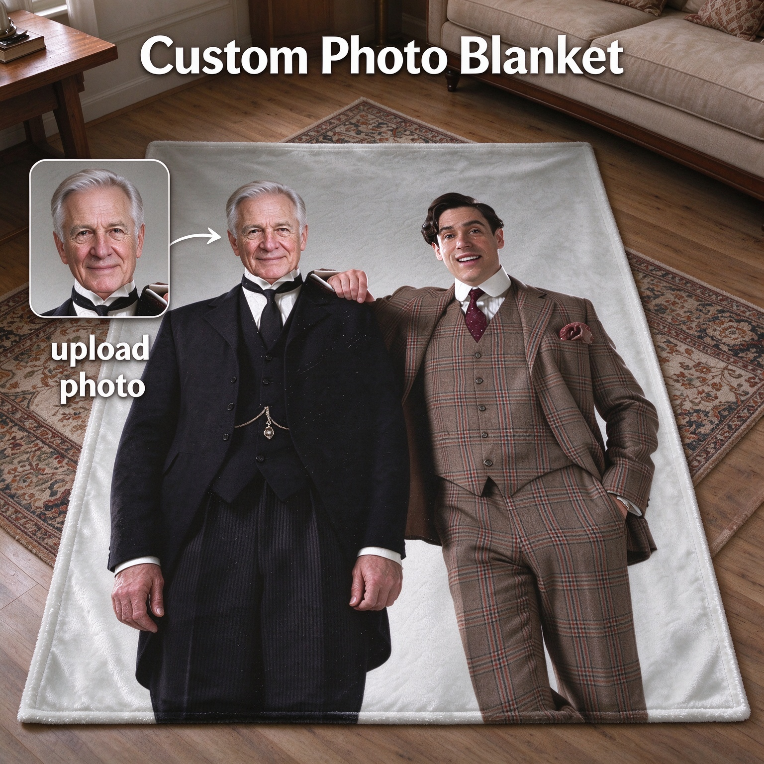 Personalized Face Photo Blanket, Custom Portrait Flannel Fleece Throw, Ideal Cozy Gift for Bed and Couch
