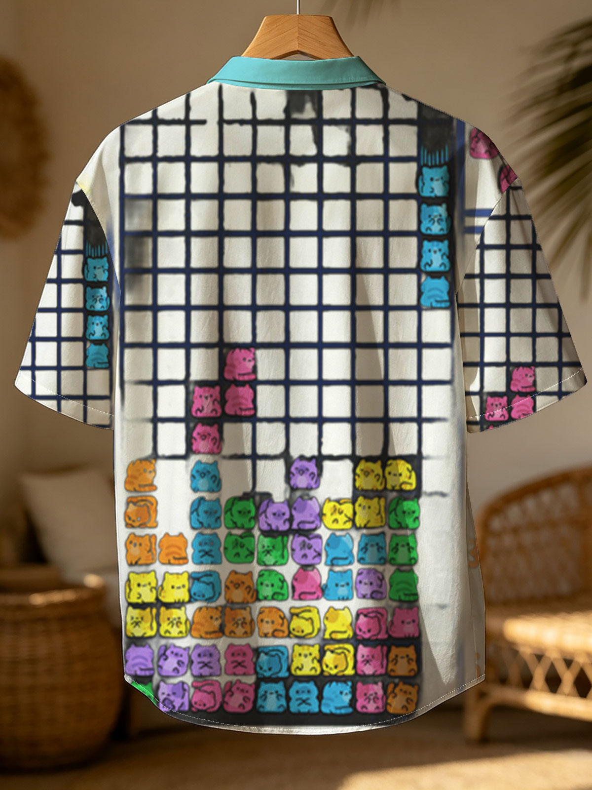 Cat Tetris Game Level 9 with Colorful Feline Blocks and Next Piece Preview -  Shirt