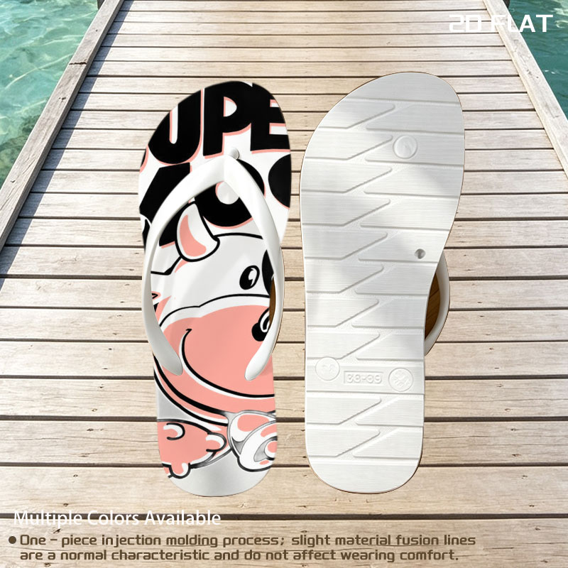 Super Moo: Cartoon Cow Character Design -  flip-flops