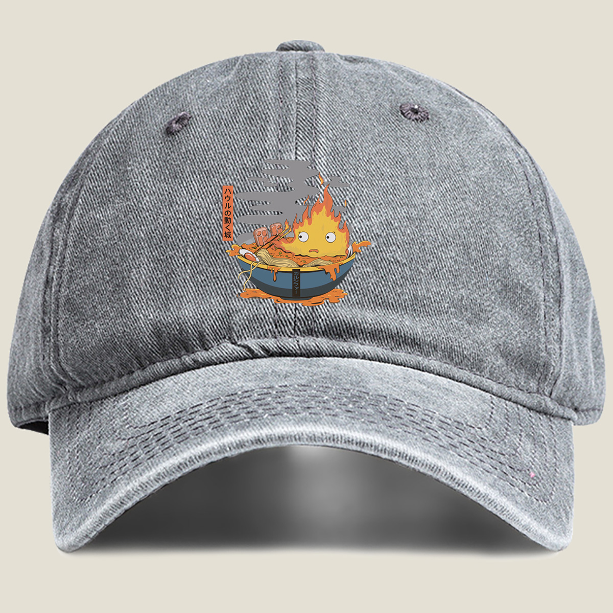 Howl's Moving Castle: Calcifer Ramen - Washed Denim - Baseball Cap