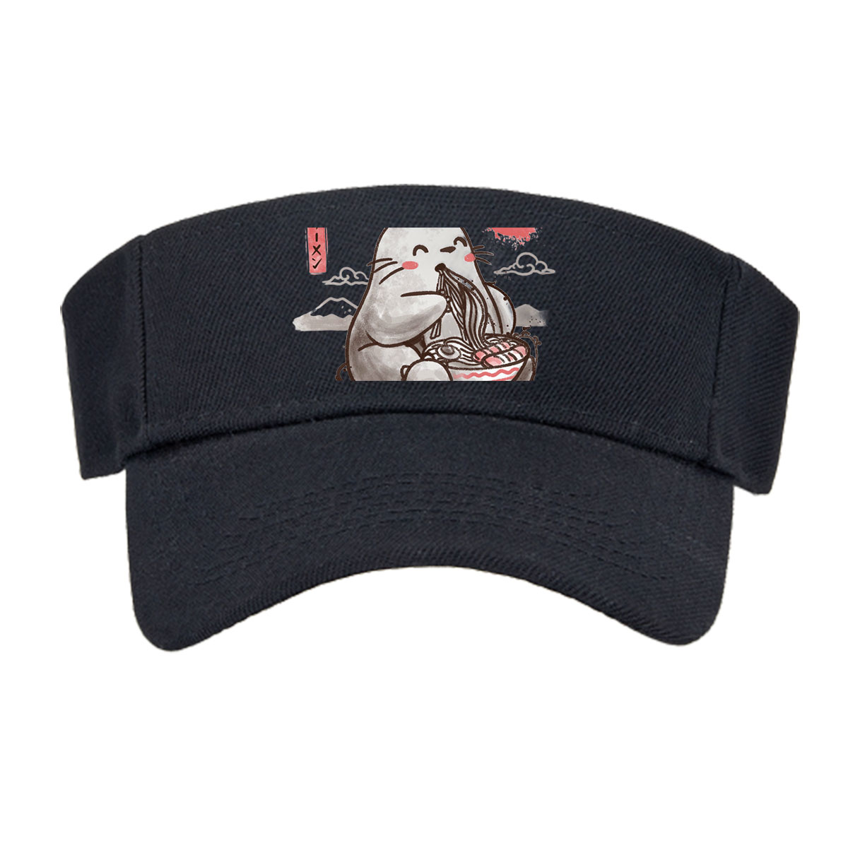 Totoro Enjoying Ramen Under a Red Moon -  Visor cap