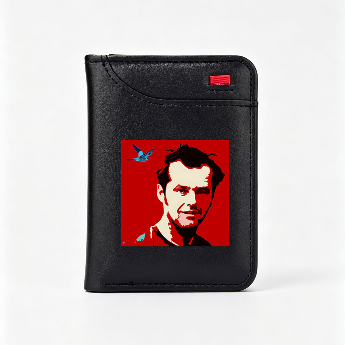 Man with Bird in Red Background - Vertical Style Wallet