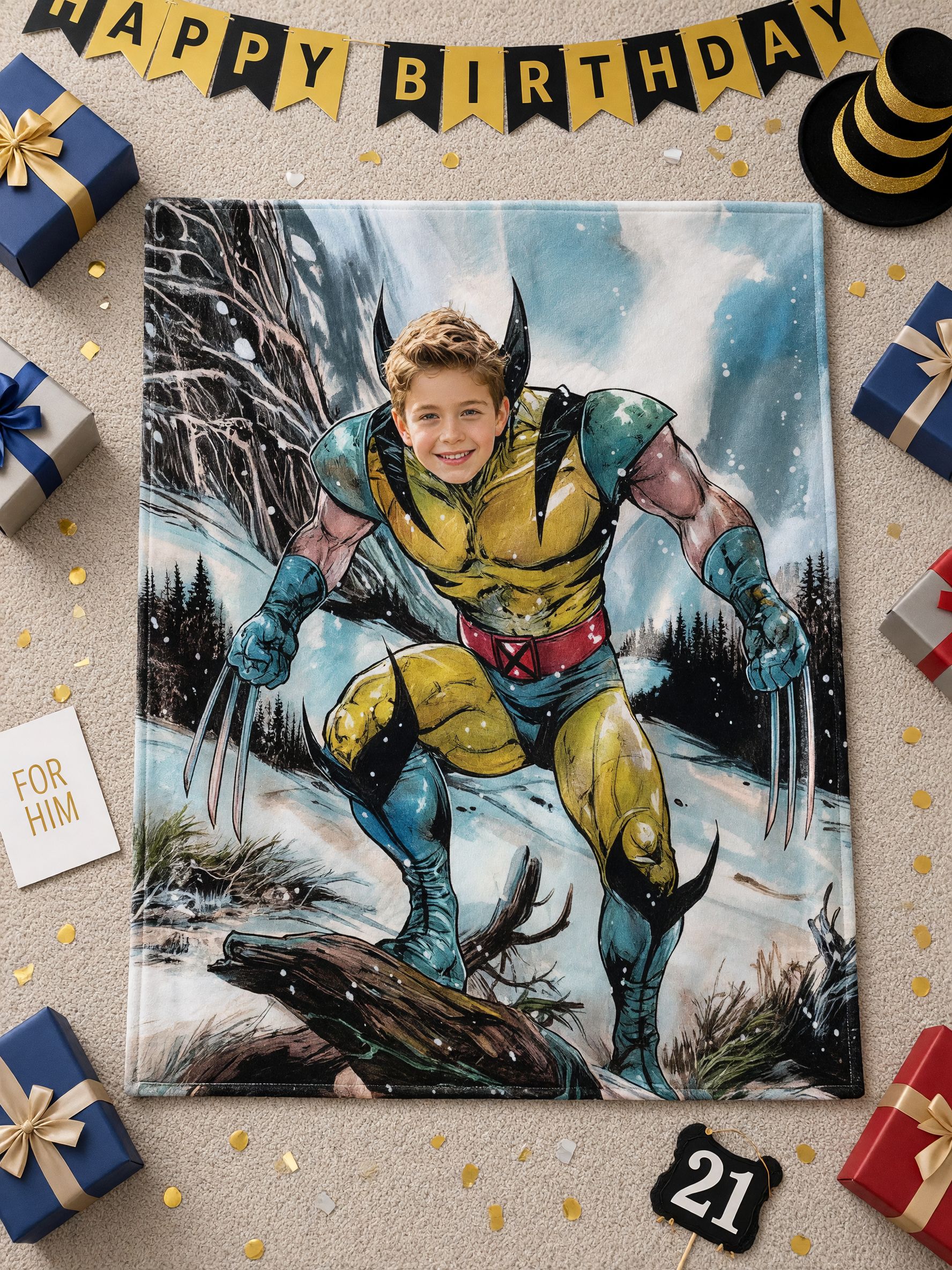Custom Superhero Photo Blanket, Ultra Soft Flannel Comic Throw, Ideal Personalized Gift for Kids and Comic Fans