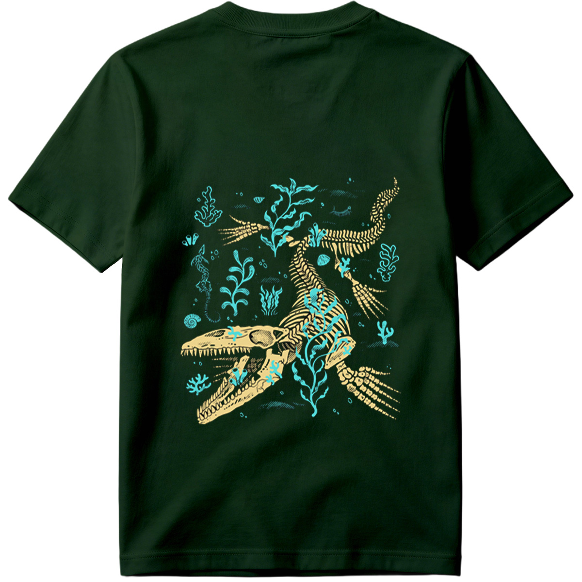 Mosasaurus Skeleton in Ocean Depths - Tee