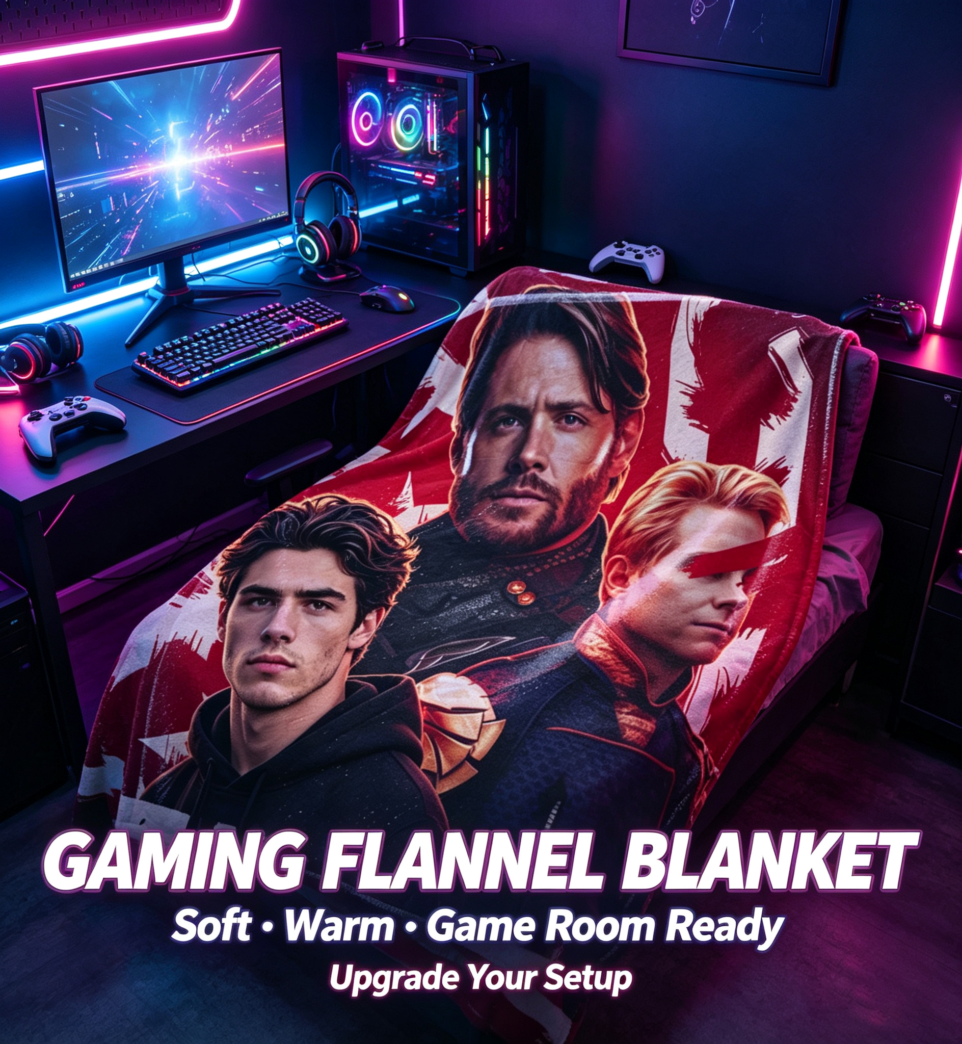 Custom Face Blanket The Boys Season 3 Flannel Blanket Featuring Homelander, Hughie, and Annie - Perfect for Fans of the Prime Video Series - Ideal Gift or Giveaway for Superhero TV Show Enthusiasts