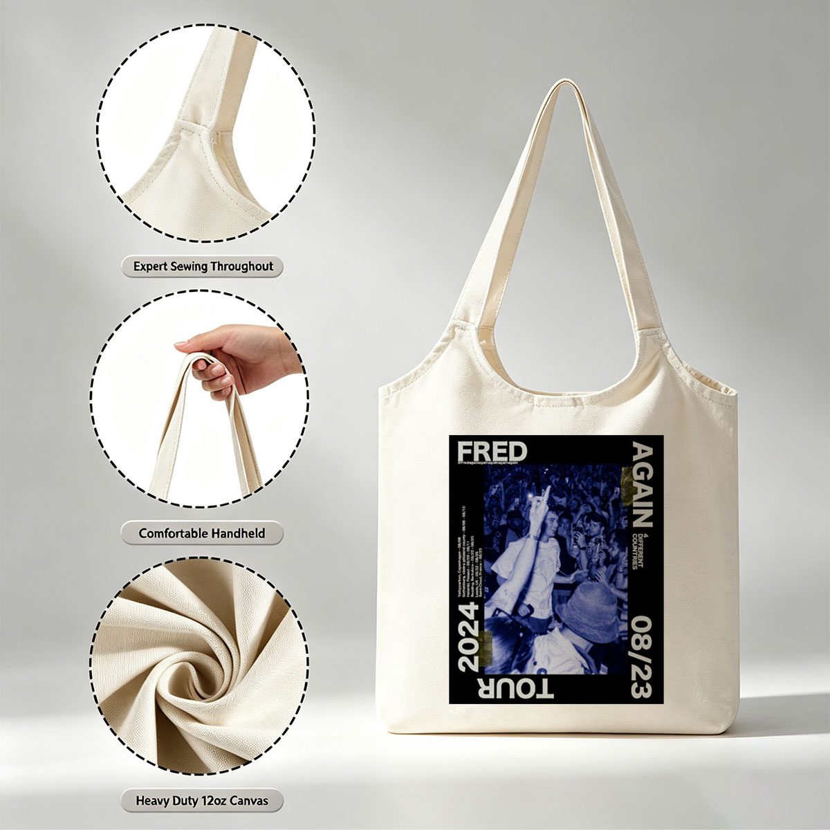 FRED AGAIN TOUR 2024 Live Concert Crowd Energy at Festival Event - Canvas shoulder bags/