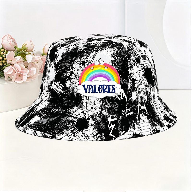 Unisex Classic Graffiti Bucket Hat with Rainbow Smile and 