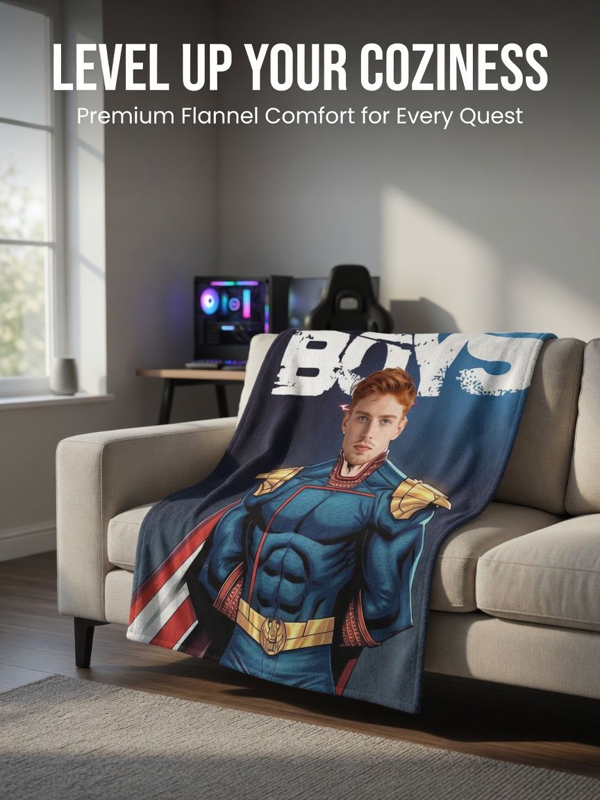 Custom Face Superhero Flannel Blanket, Personalized Photo Plush Throw, Anti-Pilling Cozy Fleece Gift for Bed and Sofa