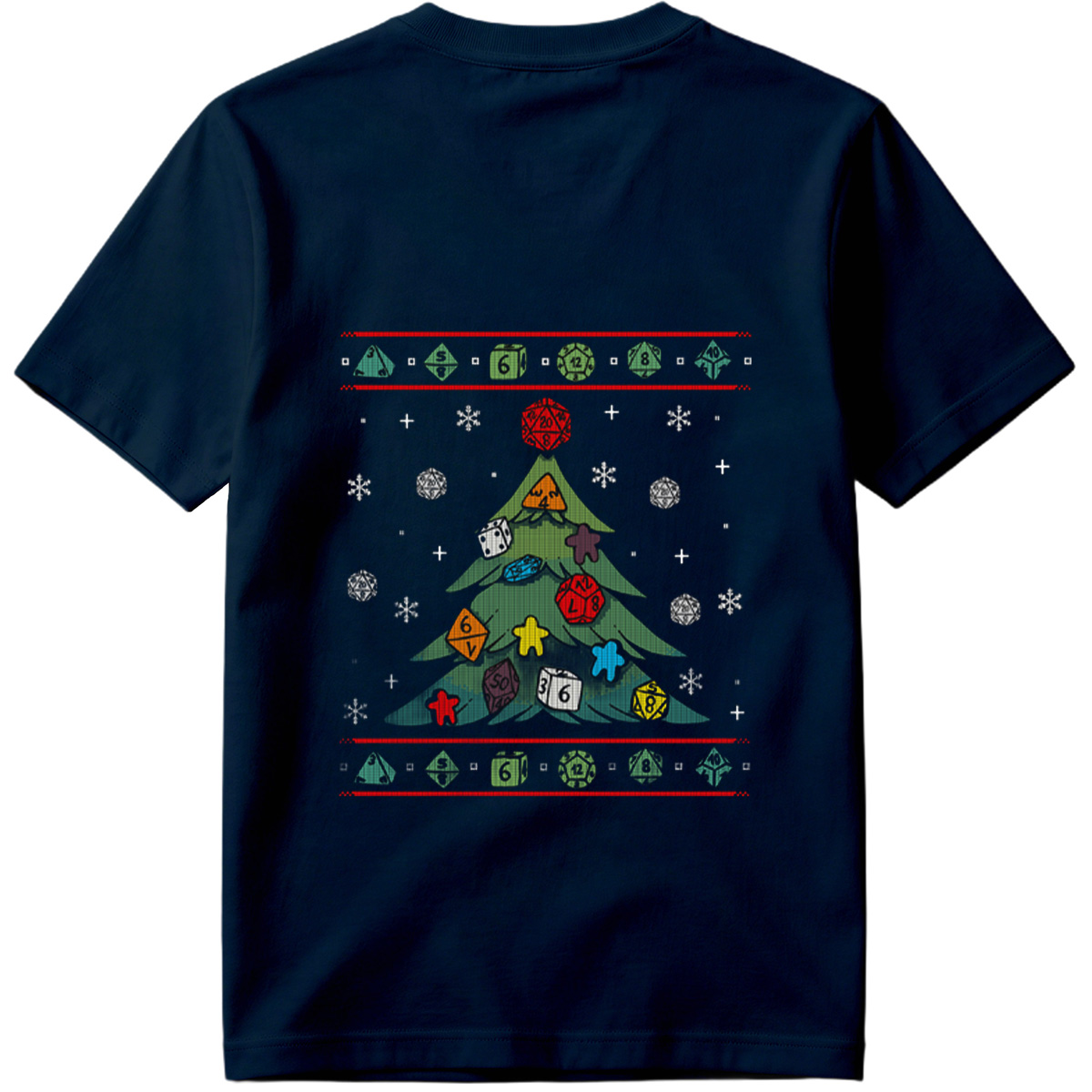 D&D Christmas Tree with Polyhedral Dice Decorations - Tee