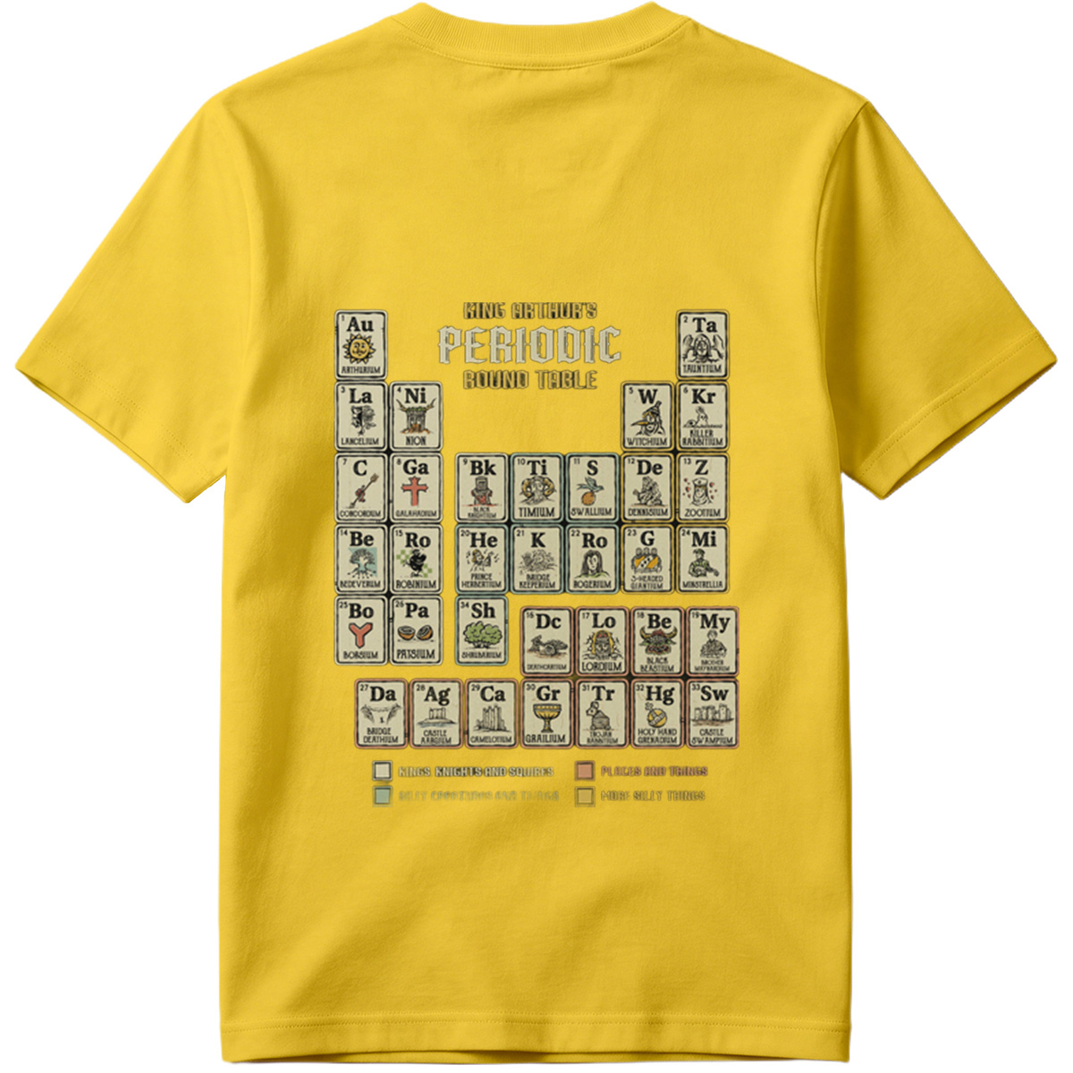 King Arthur's Periodic Round Table: A Fantasy Elemental Chart - Tee