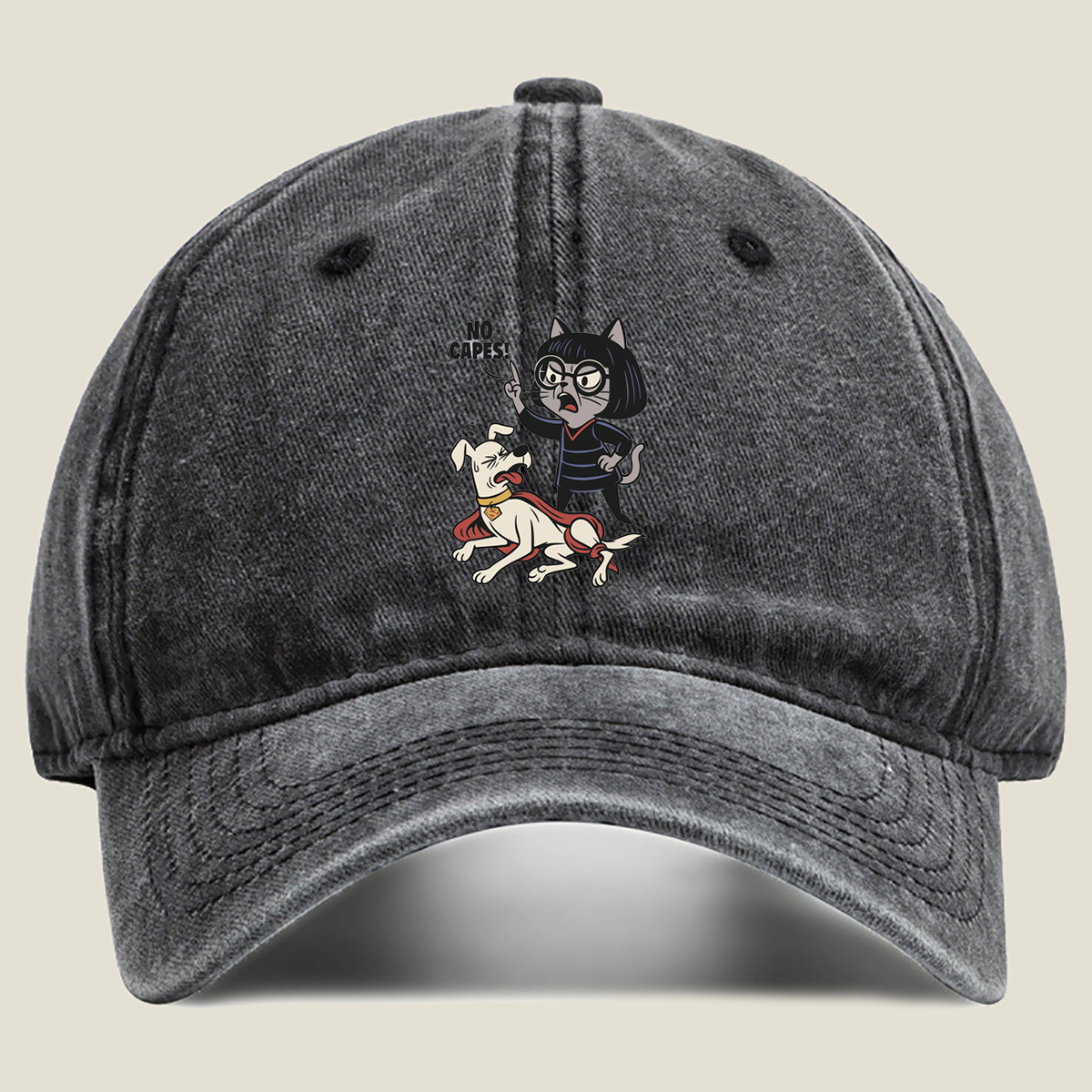 Krypto the Superdog and Streaky the Supercat: No Capes! - Washed Denim - Baseball Cap