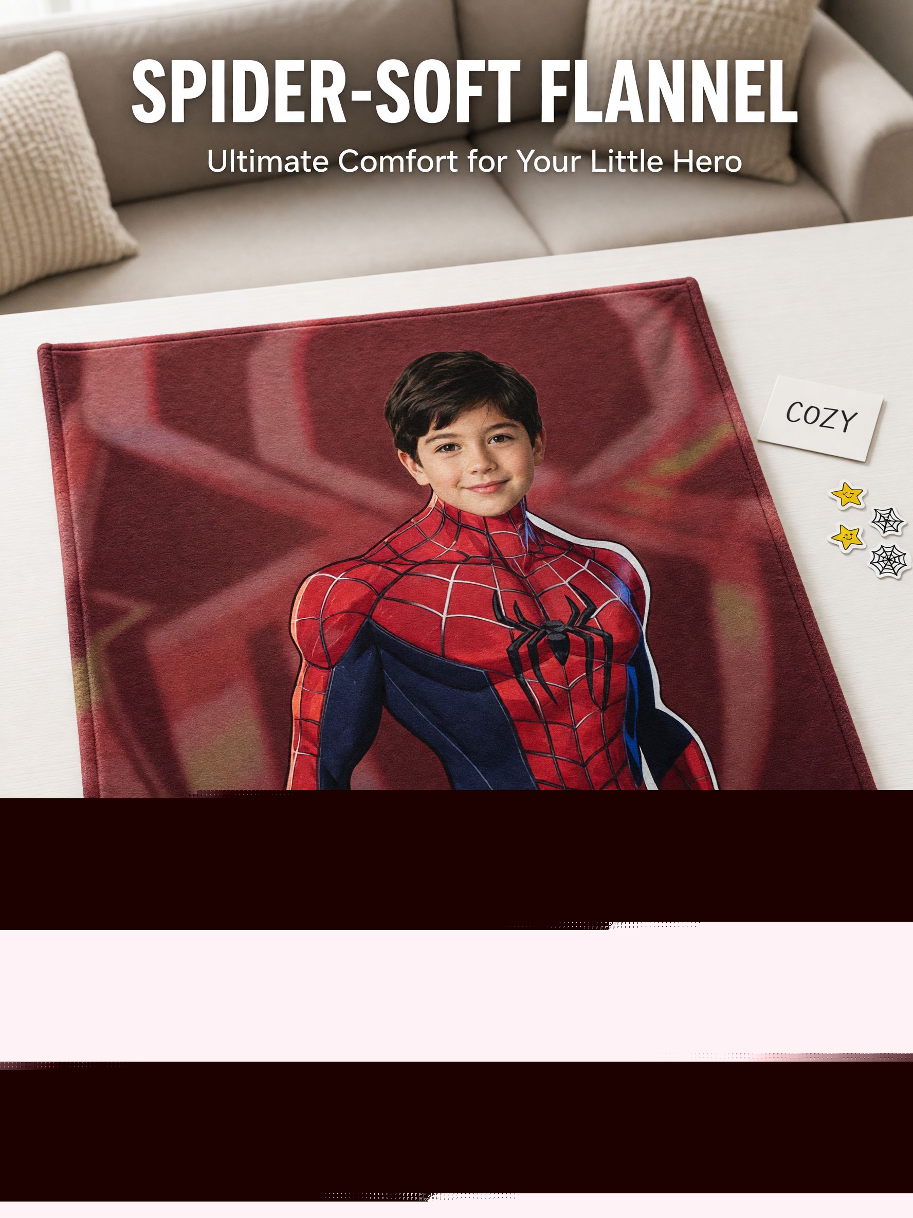 Personalized Custom Face Superhero Flannel Blanket Ultra Soft Fleece Throw for Kids Boys Bedroom Couch Cozy Gift