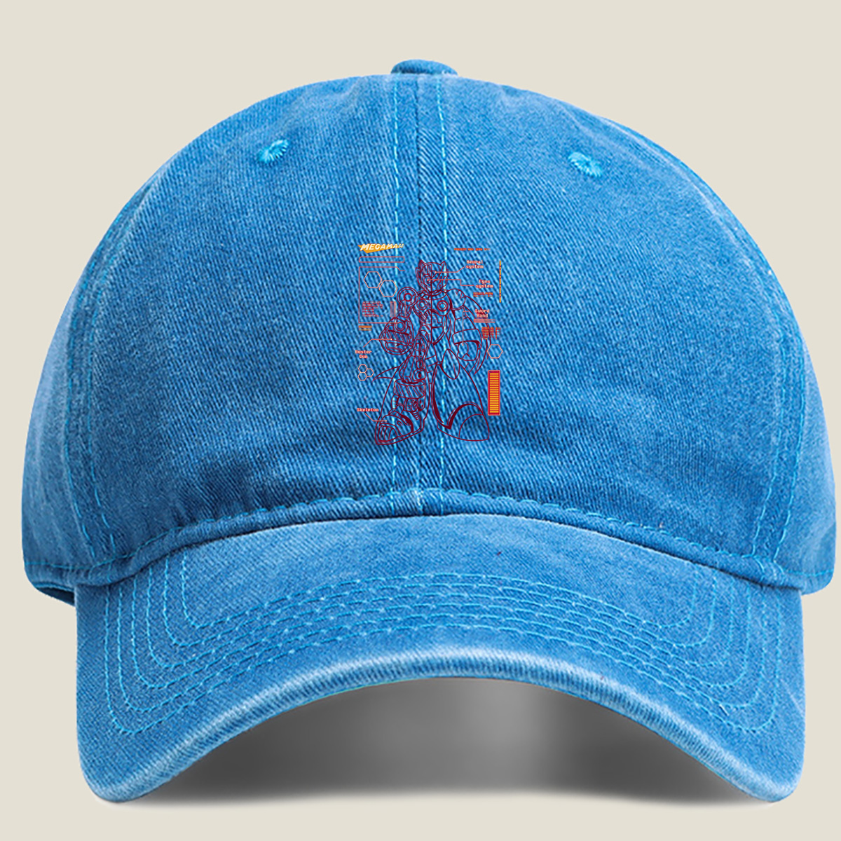 Megaman Zero: Project Zero 1593 Technical Blueprint - Washed Denim - Baseball Cap