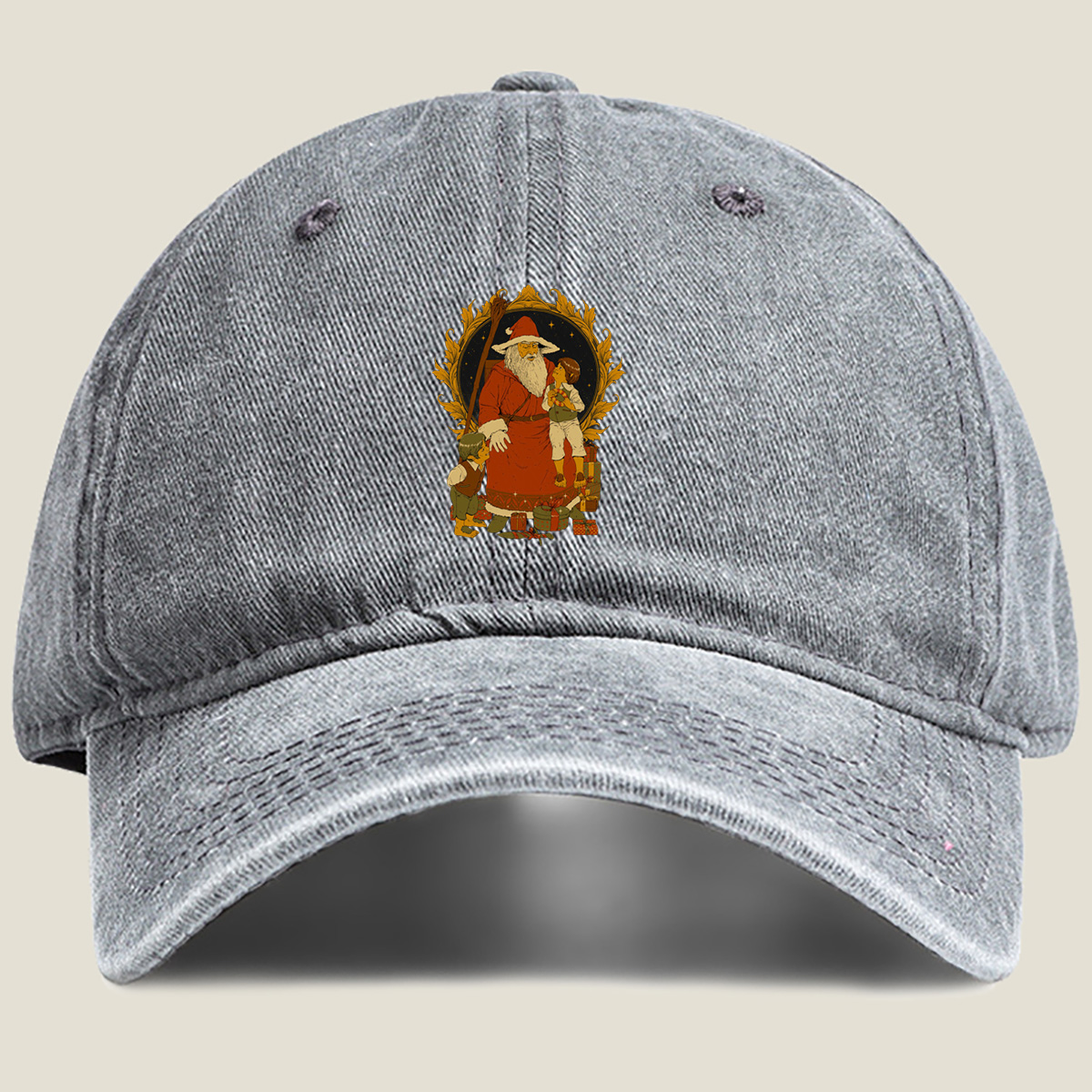 Santa Claus with Children and Gifts - Washed Denim - Baseball Cap