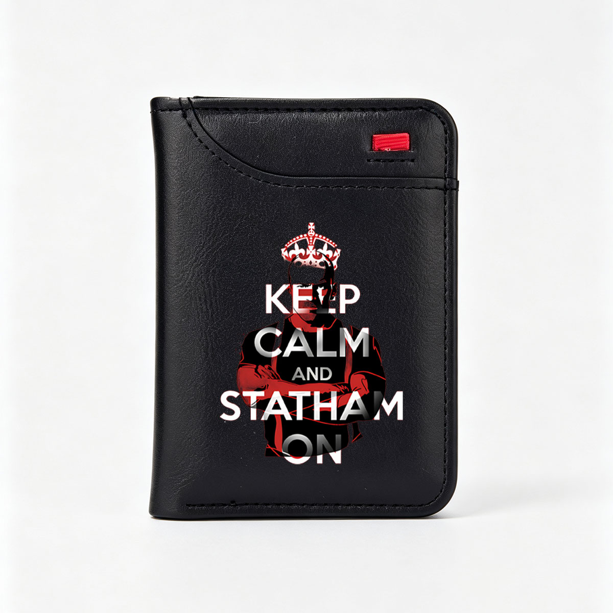 Keep Calm and Statham On: Jason Statham in Crowned Pose - Vertical Style Wallet