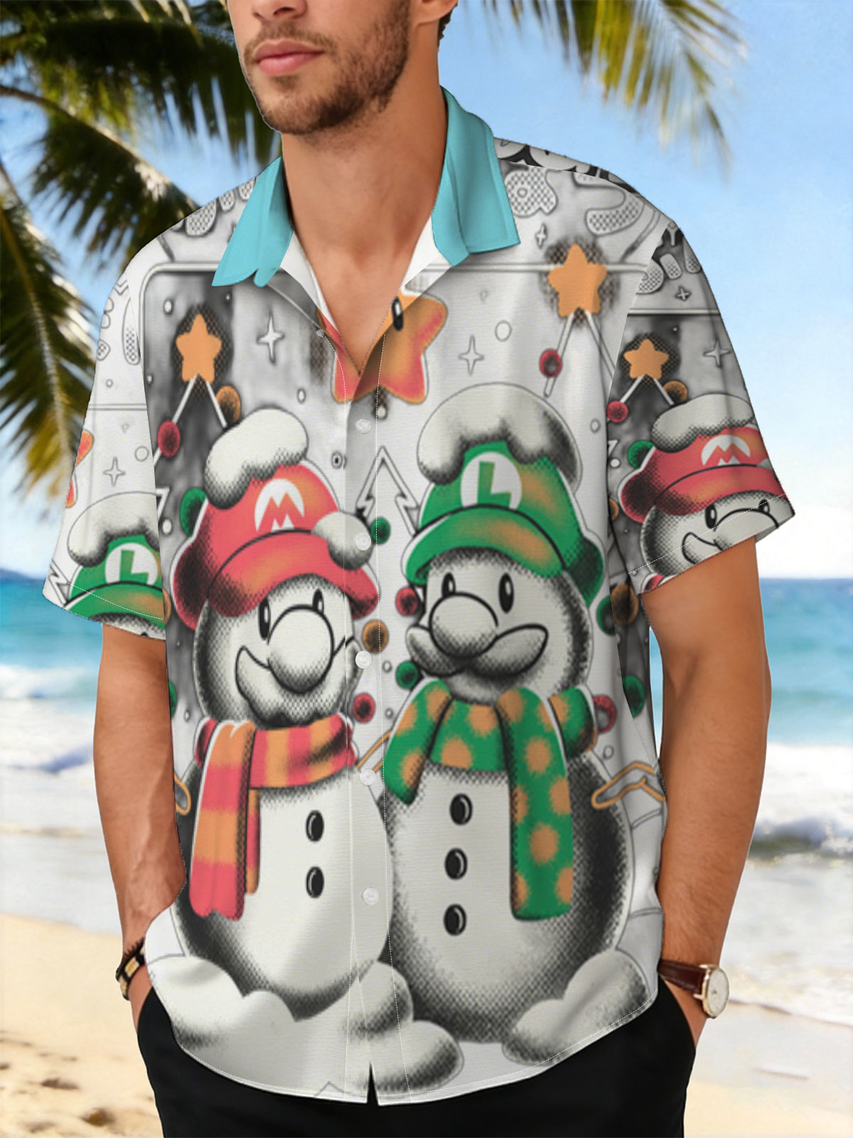 Mario and Luigi Snowmen Christmas Art -  Shirt