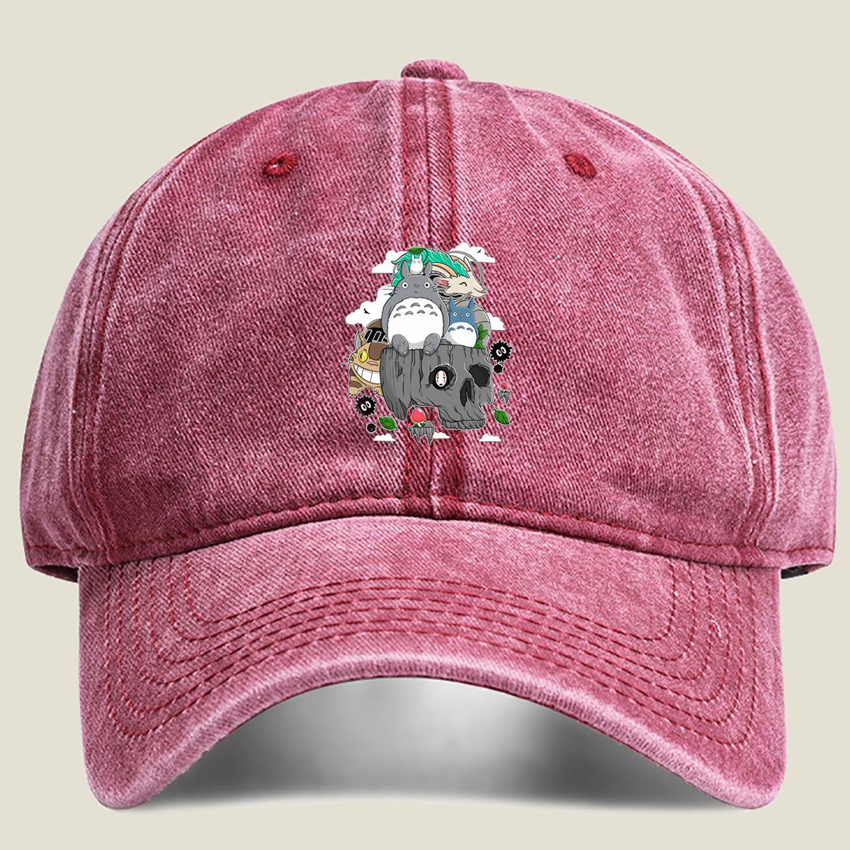 Studio Ghibli Characters Collage - Washed Denim - Baseball Cap