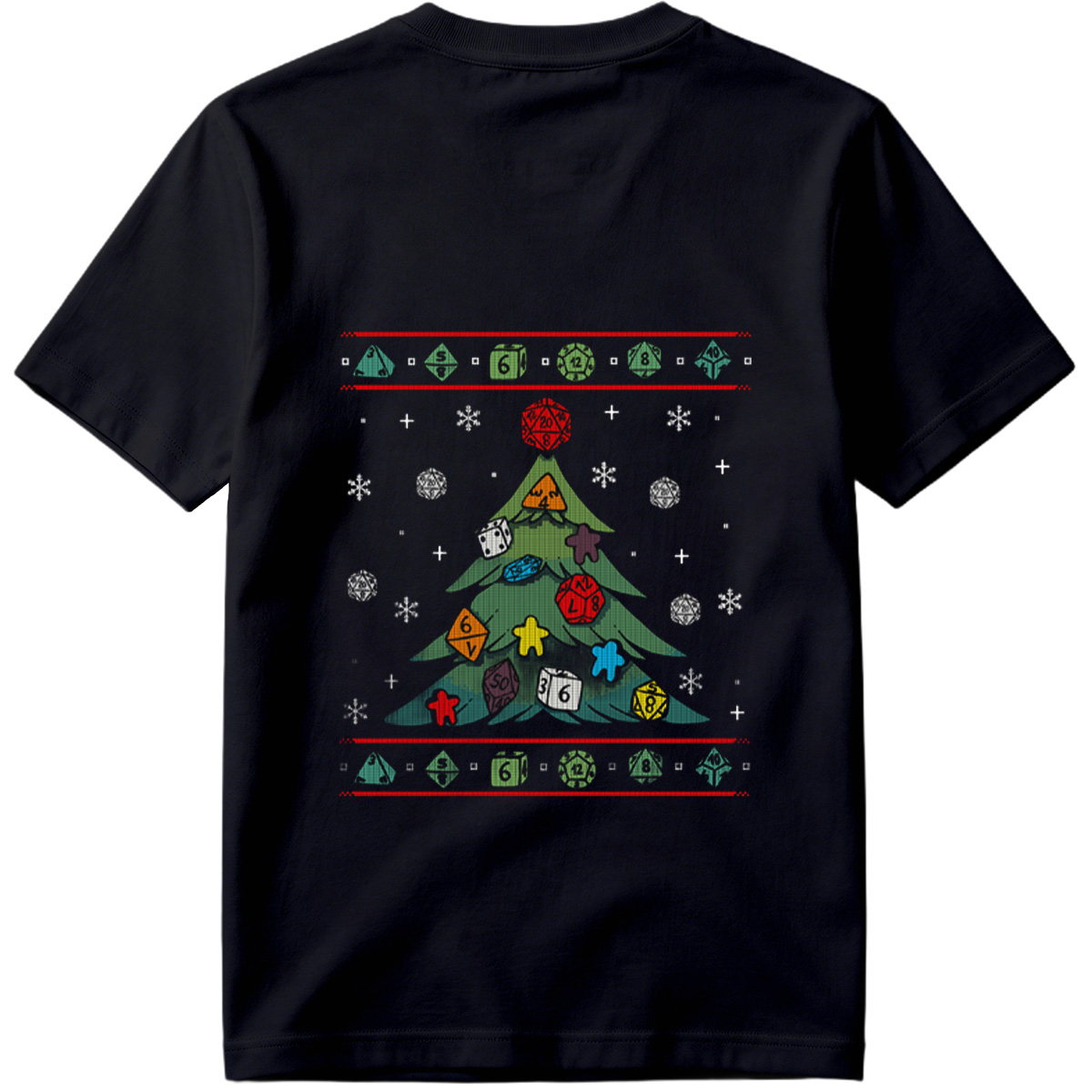 D&D Christmas Tree with Polyhedral Dice Decorations - Tee