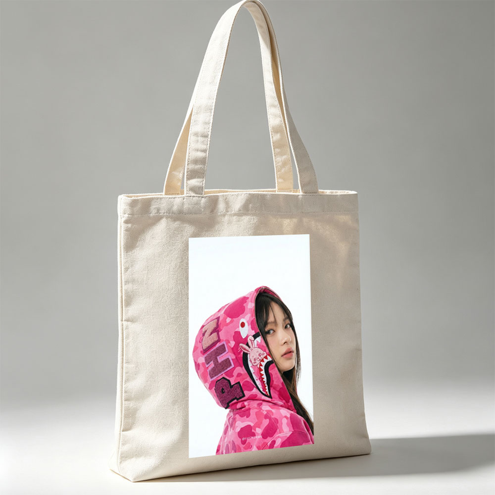Lisa Blackpink Pink Camo Hoodie Fashion Portrait - Canvas tote bags