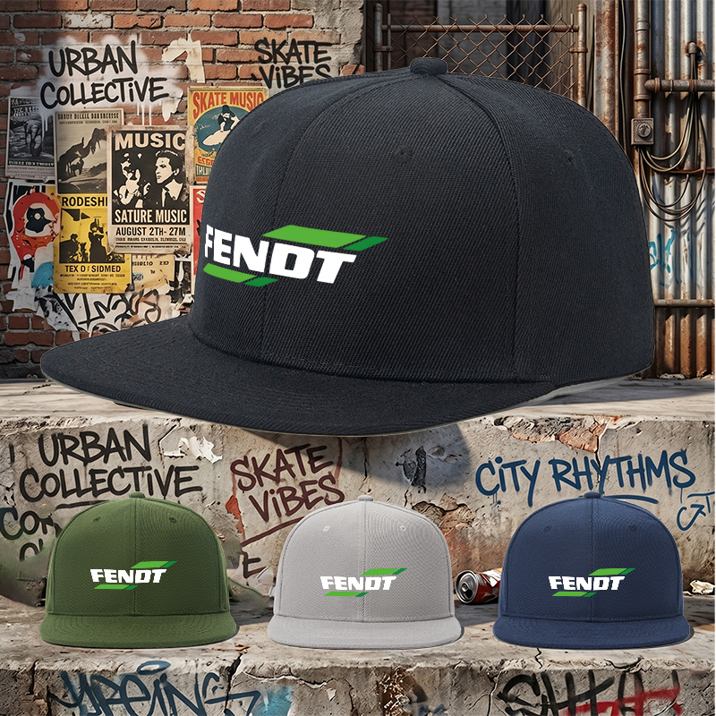 Flat Brim Baseball Cap FENDT Logo Print Streetwear Underground Skate Style for Basketball Court Skate Park Urban Lifestyle Skaters Rappers Streetwear Enthusiasts