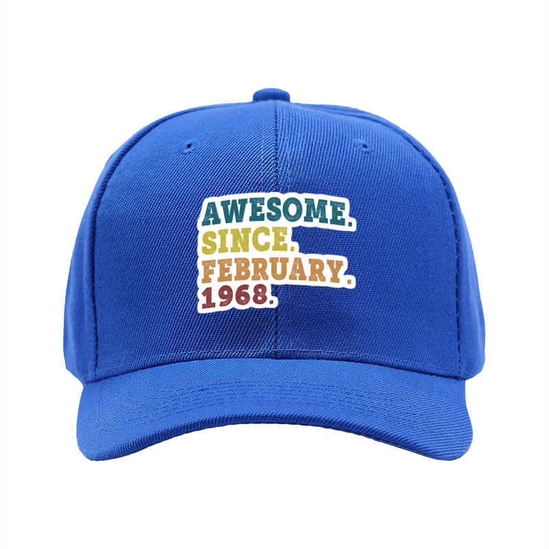 1pc New Baseball Cap Awesome Since February 1968 Print Unisex Adjustable Hat for Outdoor Activities Adults Casual Wear Fashion Statement Accessories