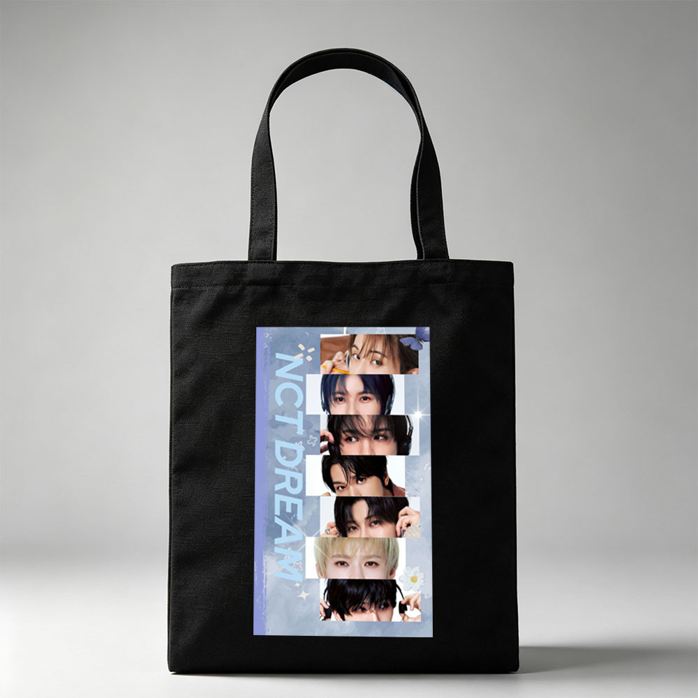 NCT DREAM Members Close-Up Portraits with Expressive Eyes and Stylish Hair Details - Canvas tote bags