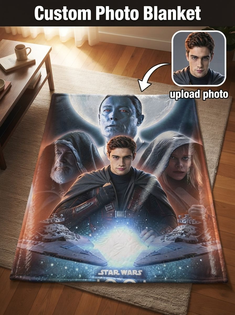 Custom Photo Face Blanket Personalized Flannel Fleece Throw Soft Anti-Pilling Warm Bed Sofa Wrap Cozy Keepsake Gift