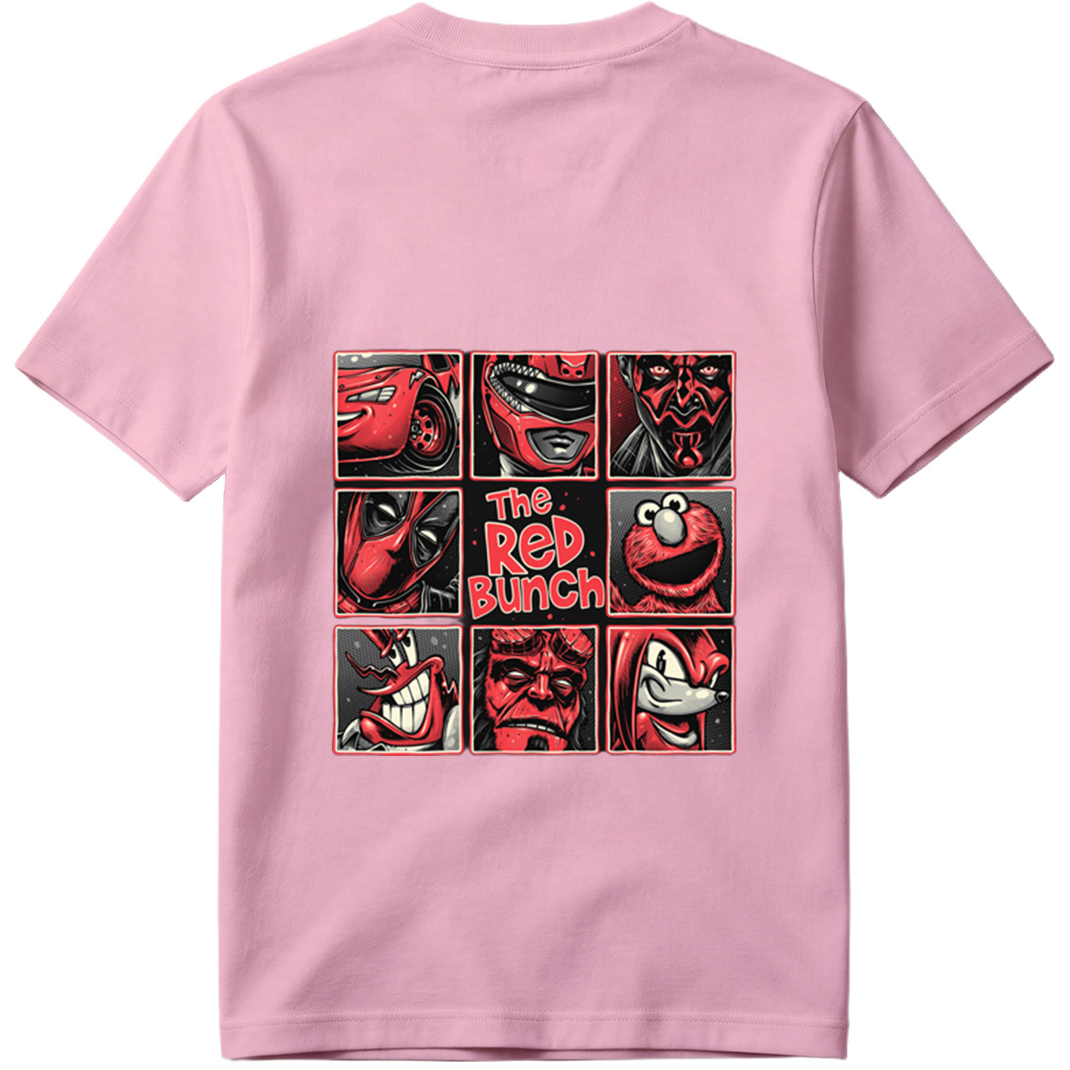 The Red Bunch: Lightning McQueen, Darth Maul, Deadpool, Elmo, Dr. Seuss's The Grinch, Hellboy, and Knuckles - Tee