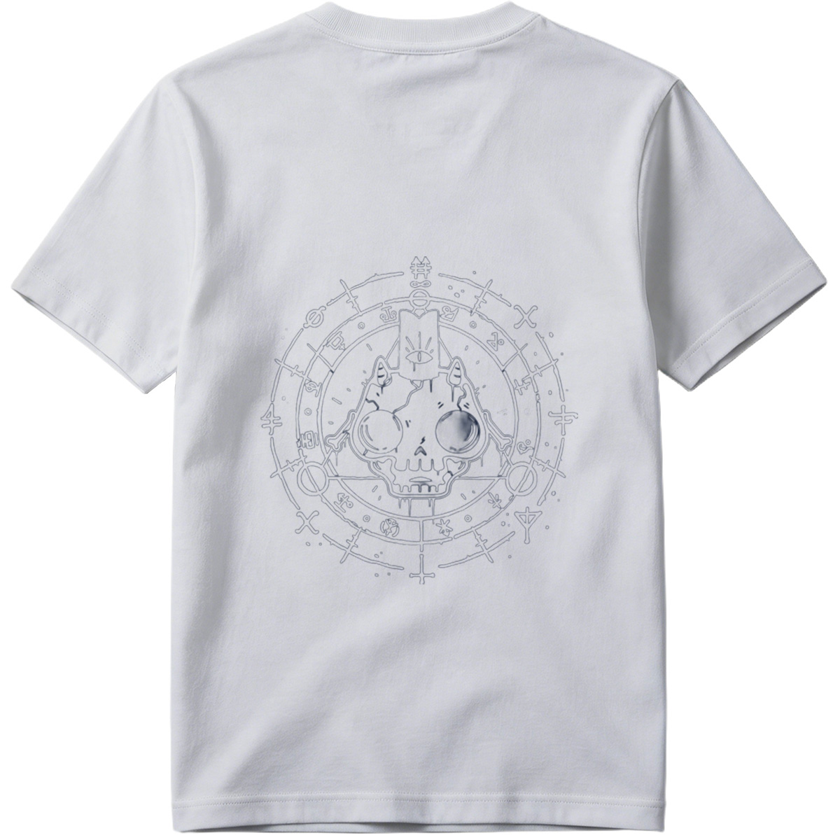 Skull with Horns and Mystical Symbols - Tee