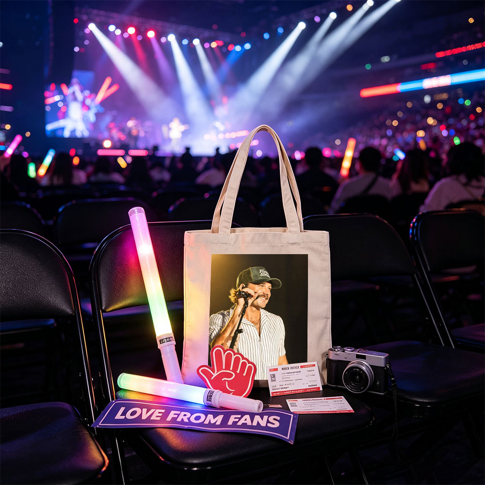 Luke Bryan Performing on Stage with Microphone and Hat - Canvas tote bags