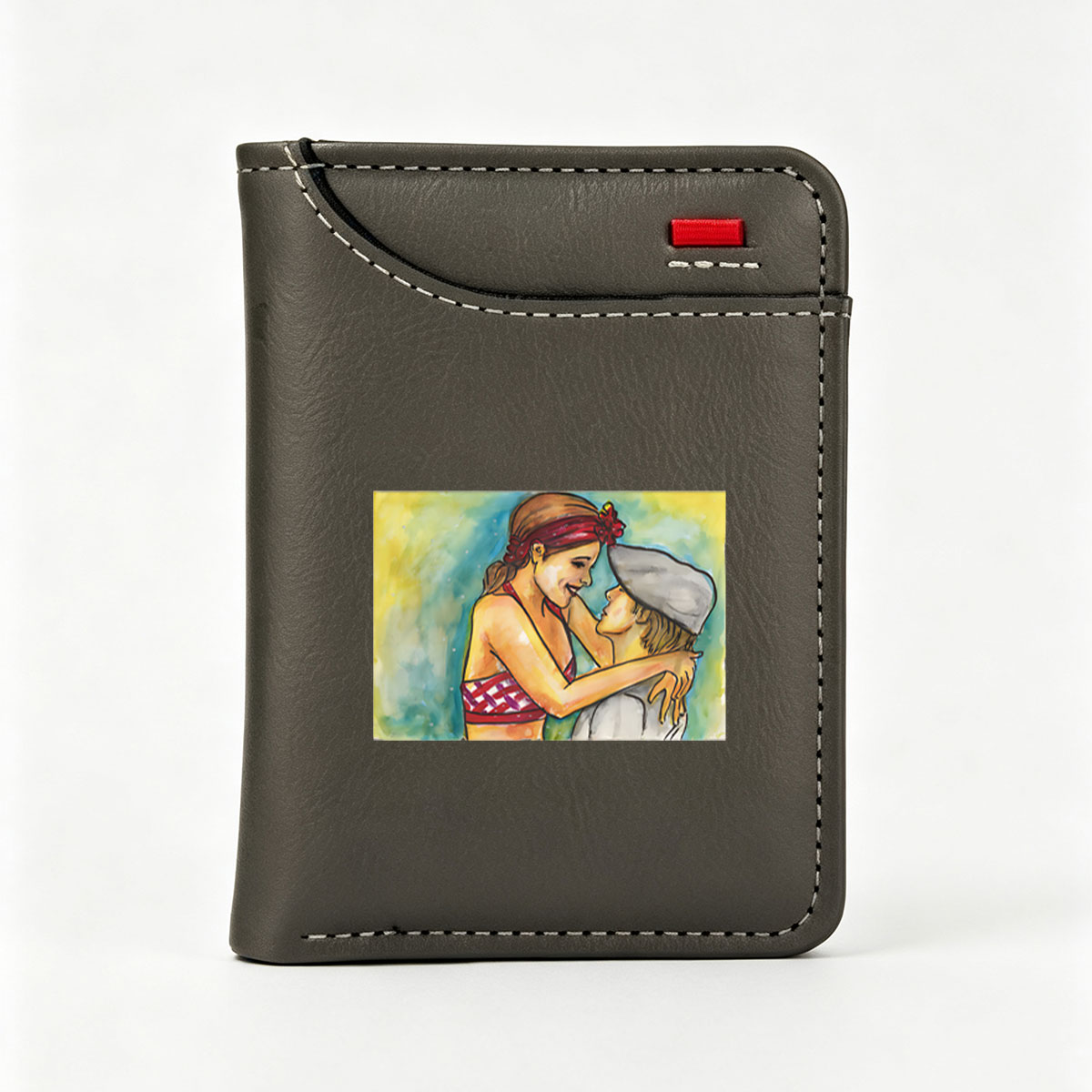 Two Women Embracing in a Colorful Hug - Vertical Style Wallet